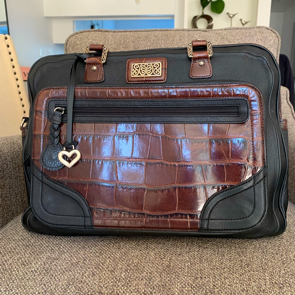 Brighton Brown and Black Croc-Embossed Laptop Case with Heart Charm